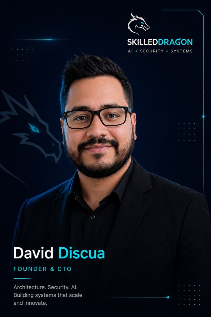Portrait of David Discua, Founder & CTO of SkilledDragon